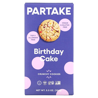 Partake, 鬆脆餅乾，生日蛋糕味，5.5 盎司（156 克）