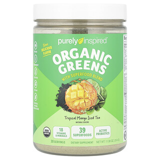 Purely Inspired, 含 Superfood 的有機綠色食品，熱帶芒果冰茶味，11.08 盎司（314 克）