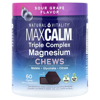 Natural Vitality, MaxCalm®, Triple Complex Magnesium Chews, Sour Grape, 60 Chews (150 mg per Chew)