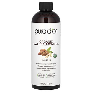 Pura D'or, 有機甜扁桃油，16 液量盎司（473 毫升）