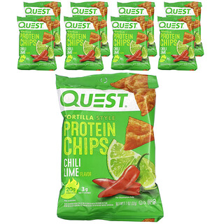 Quest Nutrition, 玉米餅蛋白質薯片，辣椒酸橙，8 袋，每袋 1.1 盎司（32 克）
