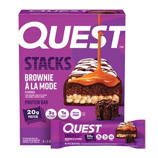 Quest Nutrition, Stacks, Protein Bar, Brownie A La Mode, 4 Bars, 2.36 oz (67 g) Each