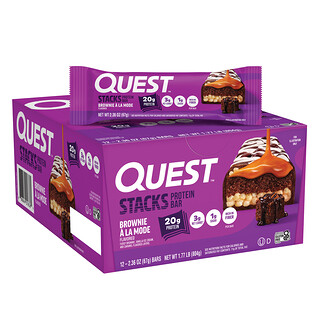 Quest Nutrition, Stacks, Protein Bar, Brownie A La Mode, 12 Bars, 2.36 oz (67 g) Each