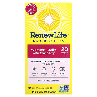 Renew Life, 女性日常益生菌，含蔓越橘，200 億 CFU，60 粒素食膠囊