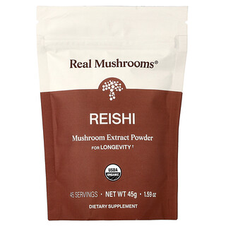 Real Mushrooms, 靈芝，有機蘑菇浸膏粉，1.59 盎司（45 克）