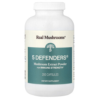 Real Mushrooms, 5 Defenders®，蘑菇浸膏粉，200 粒膠囊