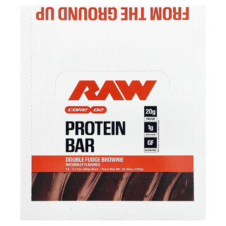 Raw Nutrition, Protein Bar, Double Fudge Brownie, 12 Bars, 2.11 oz (60 g) Each