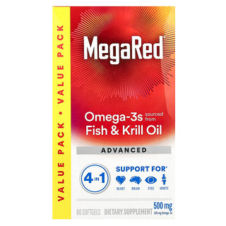 Schiff, MegaRed，Omega-3 魚油和磷蝦油，高階，4 合 1，香草味，500 毫克，80 粒軟凝膠