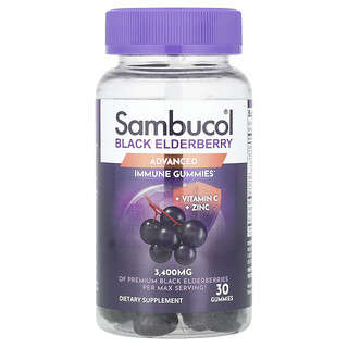 Sambucol, 黑接骨木果，含維生素 C + 鋅，30 粒軟糖