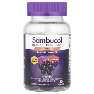 Sambucol, 黑接骨木果，高階機體抵抗幫助軟糖 + 維生素 C + 鋅，45 粒