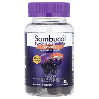 Sambucol, 黑接骨木果，高階機體抵抗幫助軟糖 + 維生素 C + 鋅，45 粒