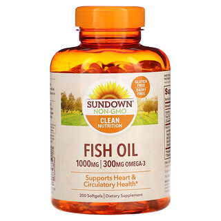 Sundown Naturals, 魚油，1,000 毫克，200 粒軟凝膠