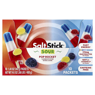 SaltStick, 能量軟糖，Sour Pop Rocket，10 包，每包 1.41 盎司（40 克）