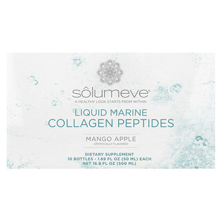 Solumeve, Ageless Beauty，含葡萄糖胺的液態海洋膠原蛋白，關節和結締組織幫助，芒果蘋果味，10 瓶，每瓶 1.69 液量盎司（50 毫升）