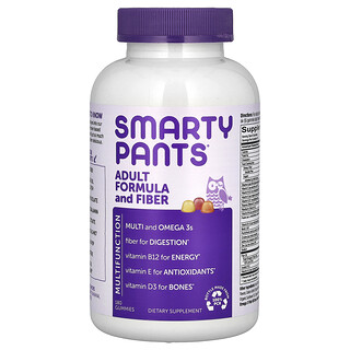 SmartyPants, 成年人配方和纖維、檸檬、草莓香蕉和橙子，180 粒軟糖