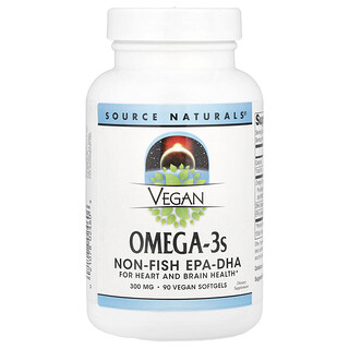 Source Naturals, 全素 Omega-3s，600 毫克，90 粒全素軟膠囊（每粒膠囊 300 毫克）