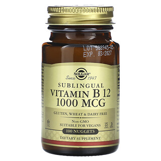 Solgar, 舌下含服維生素 B12，1,000 微克，100 塊。