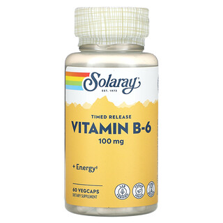 Solaray, 維生素 B-6，緩釋，100 毫克，60 粒素食膠囊