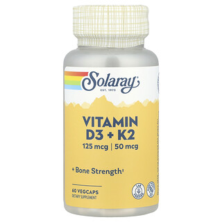 Solaray, 維生素 D3 + K2，無大豆，60 粒素食膠囊