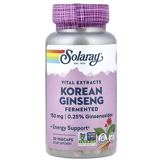 Solaray, 重要提取物，發酵高麗人參，150 毫克，30 粒素食膠囊