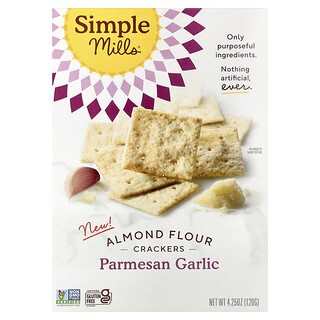 Simple Mills, Almond Flour Crackers, Parmesan Garlic, 4.25 oz (120 g)