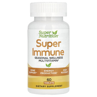 Super Nutrition, Super Immune，加強機體機體防禦力的多維生素含谷胱甘肽、優效維生素、礦物質和草本，60 片