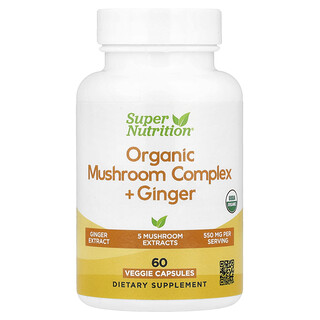 Super Nutrition, 有機蘑菇複合物 + 姜，60 粒素食膠囊