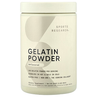 Sports Research, Gelatin Powder, Unflavored, 16 oz (454 g)