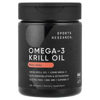 Sports Research, SUPERBA 2 南極磷蝦油和蝦青素，500 毫克，120 粒軟凝膠