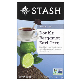 Stash Tea, 紅茶，雙倍弗手柑格雷伯爵茶，18 茶包，1.1 盎司（33 克）