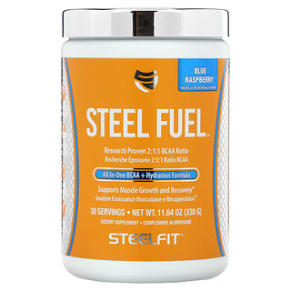 SteelFit, Steel Fuel，多合一支鏈胺基酸 + 補水配方，藍樹莓味，11.64 盎司（330 克）
