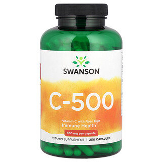 Swanson, C-500，玫瑰果維生素 C，500 毫克，250 粒膠囊