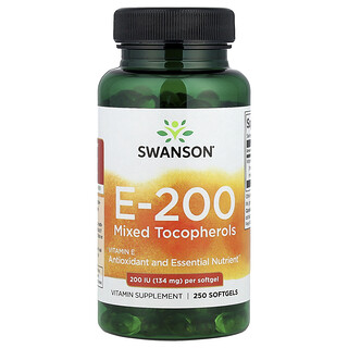 Swanson, E-200 混合生育酚軟膠囊，134 毫克（200 國際單位），250 粒