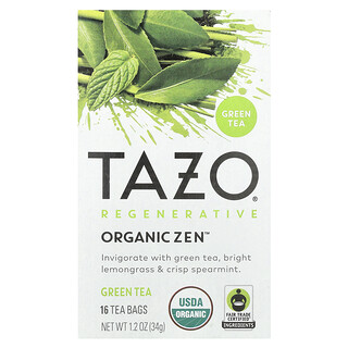 TAZO, 新生，綠茶，有機禪配方，16 茶包，1.2 盎司（34 克）