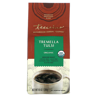 Teeccino, 有機蘑菇草本“咖啡”，Tremella Tulsi，中度烘焙，無咖啡萃取，10 盎司（284 克）