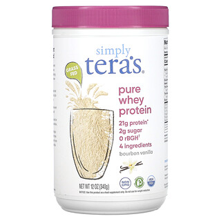 Simply Tera's, Grass Fed，簡單全乳清蛋白，波旁香草味，12 盎司（340 克）