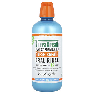 TheraBreath, 清新口氣漱口水，無乙醇、清新冰爽薄荷，33.8 液量盎司（1 升）