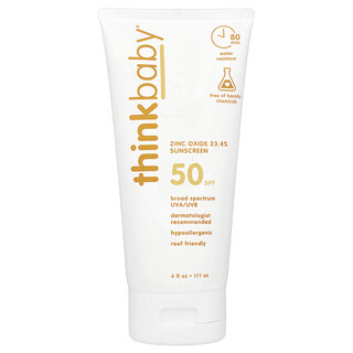 think, Thinkbaby，氧化鋅 23.4% 抗曬霜，SPF 50，6 液量盎司（177 毫升）