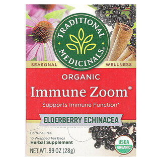 Traditional Medicinals, 有機 Immune Zoom，紫錐菊，無咖啡萃取，16 獨立茶包，每包 0.06 盎司（1.75 克）