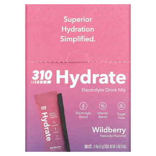 310 Nutrition, 補水，電解質混合飲品，野莓味，30 包，0.18 盎司（5.1 克）