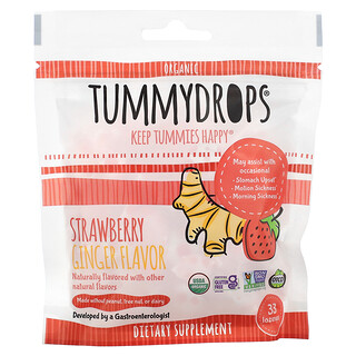 Tummydrops, 有機益胃滴劑，草莓薑味，33 粒錠劑