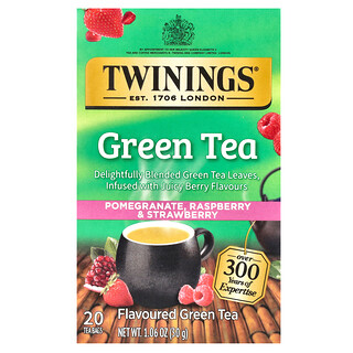 Twinings, 綠茶，石榴、覆盆子和草莓，20包，1.06盎司（30克）