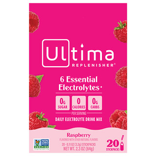 Ultima Replenisher, 電解質補充劑，樹莓，20 包，每包 0.11 盎司（3.2 克）