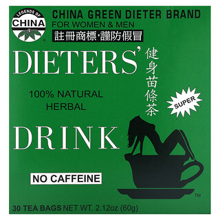 Uncle Lee's Tea, 節食者的全天然草本飲品，不含咖啡萃取，30茶包，2.12盎司（60克）
