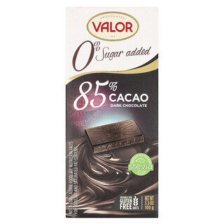 Valor, 零添加糖，黑巧克力，85% 可可，3.5 盎司（100 克）