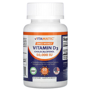 Vitamatic, 維生素 D3，50,000 國際單位，60 粒素食膠囊