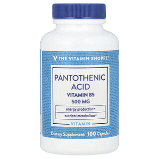 The Vitamin Shoppe, 泛酸，維生素 B5，100 粒膠囊
