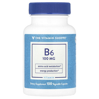 The Vitamin Shoppe, 維生素 B6，100 毫克，100 粒素食膠囊