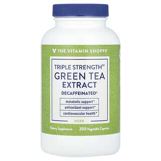 The Vitamin Shoppe, 綠茶提取物，三倍強度，無咖啡萃取，200 粒素食膠囊