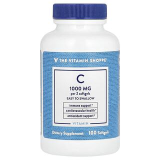 The Vitamin Shoppe, 維生素 C，1000 毫克，100 粒軟膠囊（每粒軟膠囊含 500 毫克）